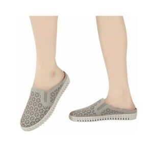 J Sport Floral Slip on Mule Shoe, Taupe Size 10 NEW # box 937